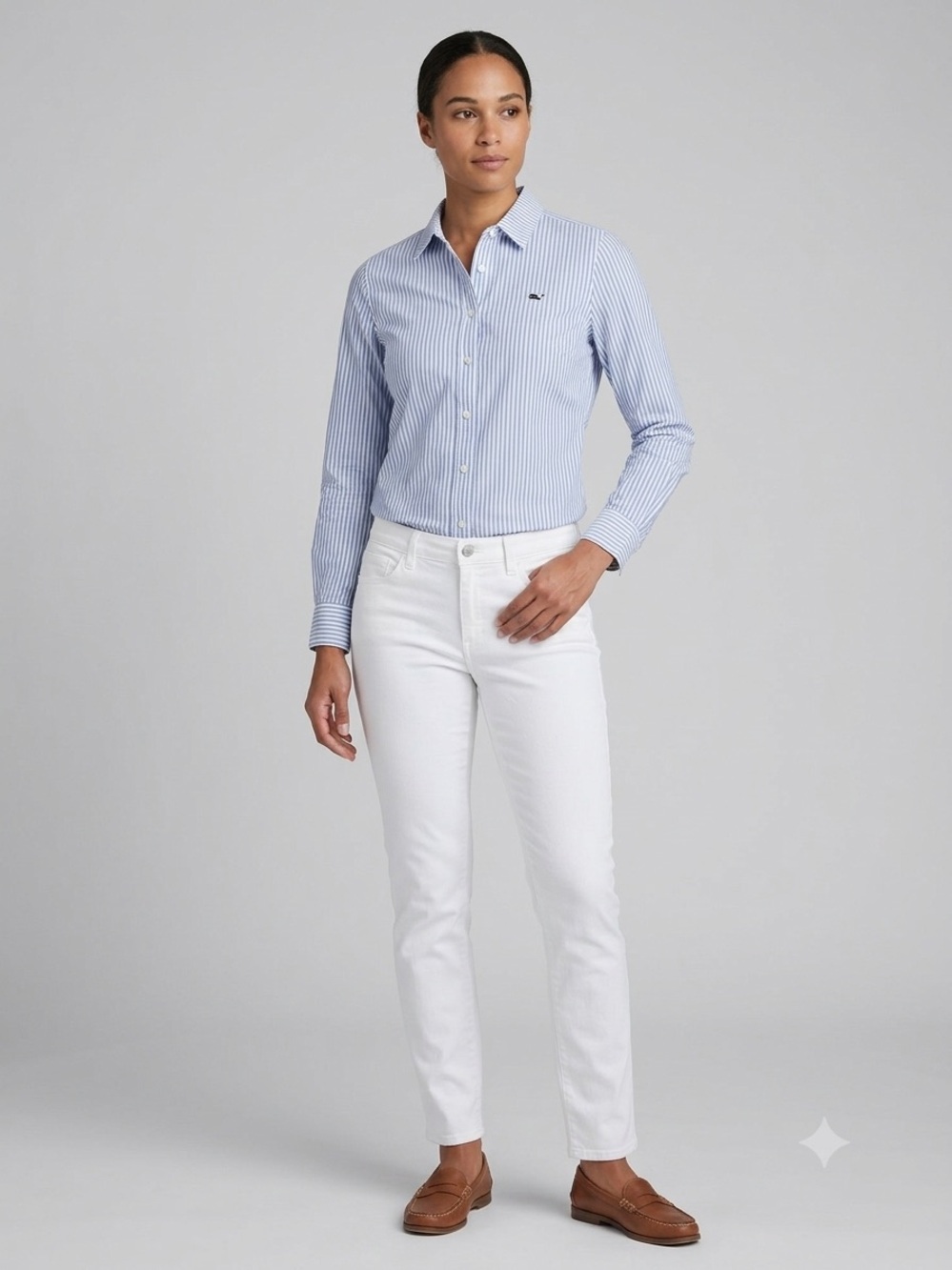 Women’s - Size 10 -Vineyard Vines Classic Striped Button-Up Shirt - Blue & White